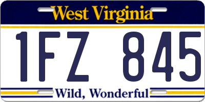WV license plate 1FZ845