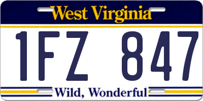 WV license plate 1FZ847