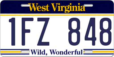 WV license plate 1FZ848