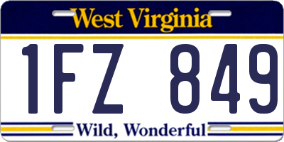 WV license plate 1FZ849