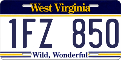 WV license plate 1FZ850