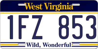 WV license plate 1FZ853