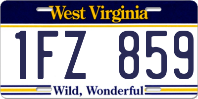 WV license plate 1FZ859