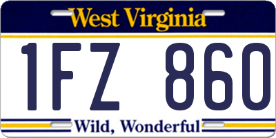 WV license plate 1FZ860