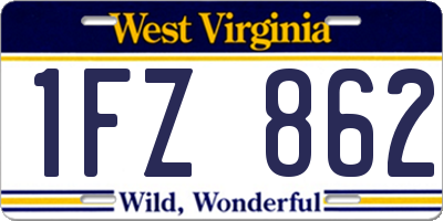 WV license plate 1FZ862