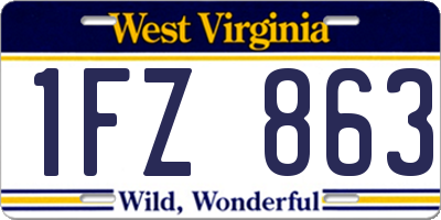WV license plate 1FZ863