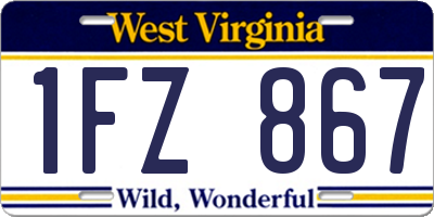 WV license plate 1FZ867