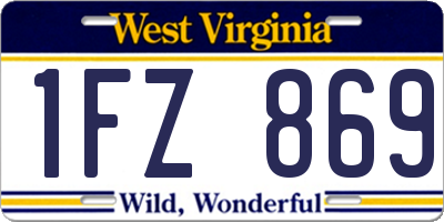 WV license plate 1FZ869