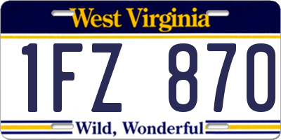 WV license plate 1FZ870