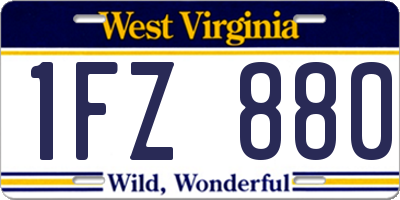 WV license plate 1FZ880