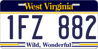 WV license plate 1FZ882