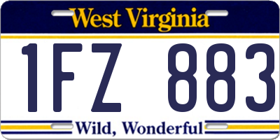 WV license plate 1FZ883