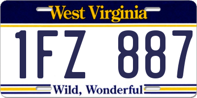 WV license plate 1FZ887