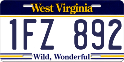 WV license plate 1FZ892