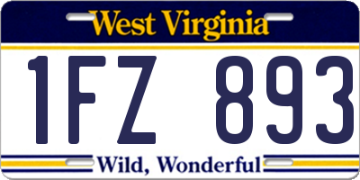 WV license plate 1FZ893