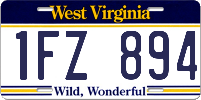 WV license plate 1FZ894