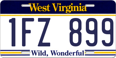 WV license plate 1FZ899
