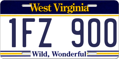 WV license plate 1FZ900