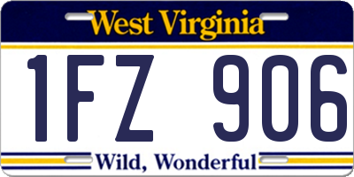WV license plate 1FZ906