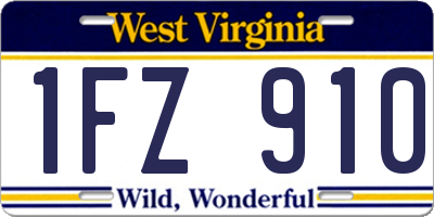 WV license plate 1FZ910