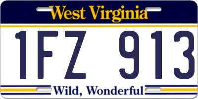 WV license plate 1FZ913