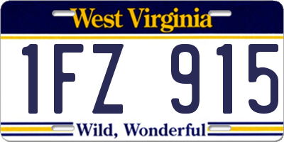 WV license plate 1FZ915