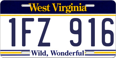 WV license plate 1FZ916