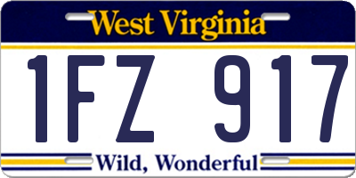 WV license plate 1FZ917