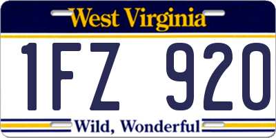 WV license plate 1FZ920
