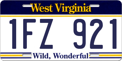 WV license plate 1FZ921