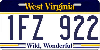 WV license plate 1FZ922
