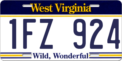 WV license plate 1FZ924