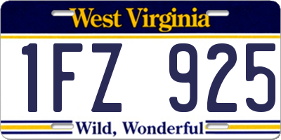 WV license plate 1FZ925