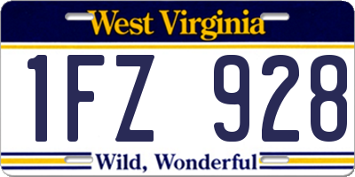 WV license plate 1FZ928