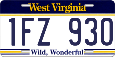 WV license plate 1FZ930