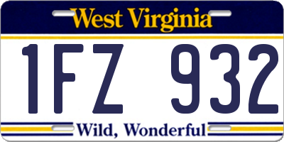 WV license plate 1FZ932