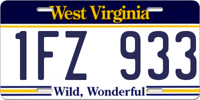 WV license plate 1FZ933