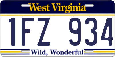 WV license plate 1FZ934
