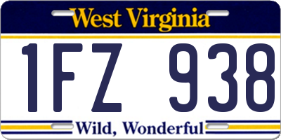 WV license plate 1FZ938