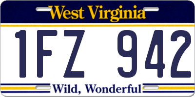 WV license plate 1FZ942