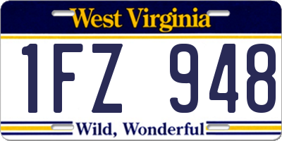 WV license plate 1FZ948
