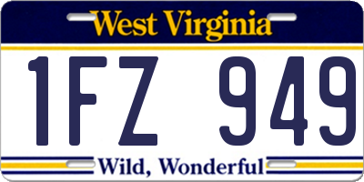 WV license plate 1FZ949