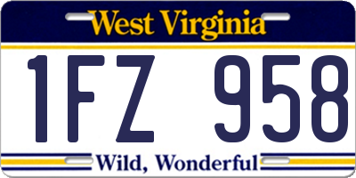 WV license plate 1FZ958