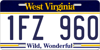 WV license plate 1FZ960