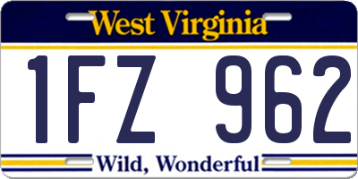 WV license plate 1FZ962