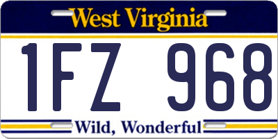 WV license plate 1FZ968