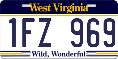 WV license plate 1FZ969