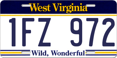 WV license plate 1FZ972