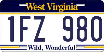 WV license plate 1FZ980