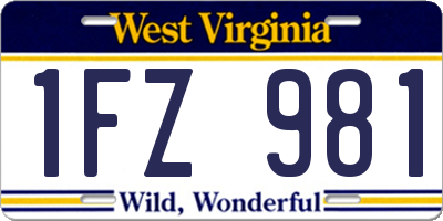 WV license plate 1FZ981